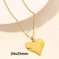 Golden heart pendant necklace with 18k plating and 24x25mm dimensions on white background - Gold-Irregular Sunburst