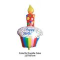 Colorful tiered birthday cake foil balloon with candles and Happy Birthday text 127x67cm - Colorful Candle Cake