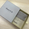 Premium light grey jewelry gift box with velvet lining, silver cloth and card - With Logo Style / Drawer Style / Gray