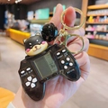 Mini handheld Tetris game keychain in black finish with cute Shiba Inu character decor - Black Translucent Dog Controller Game Console