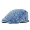 Verstelbare lichtblauwe denim pet met vintage patroon en metalen gesp voor dames en heren - Blauw