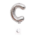 Silver letter C foil balloon for party decoration in 16, 32 or 40 inch sizes - 16" / Silver Letter C (With Backing Card)