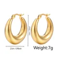 Chunky 18K gold plated stainless steel hollow teardrop hoop earrings with snap closure - Smooth Hollow (MS-002) / Gold
