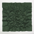 Detail of soft dark green satin silk square scarf with natural texture and elegant folds - Dark Green (6#)