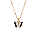 Fashionable golden butterfly pendant necklace with black and white enamel finish - A3054-WHBL (White Black Butterfly)