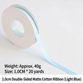 1cm light blue matte cotton ribbon for floral gift wrapping and cake box bows - Double-sided Matte Cotton / 1.0cm Wide * 20 Yards / Light Blue