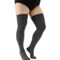 Plus size dark grey over-the-knee cotton socks with elastic ribbed cuffs for large sizes - Plus Size / Dark Gray