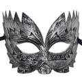 Antike silberne Maskerade-Maske mit Vintage-Relief und schwarzem elastischem Band - Gezackt / Silber