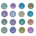 Set di 16 adesivi mandala con pittura a diamante e motivi floreali simmetrici scintillanti - Confezione da 16 Fiori di Mandala