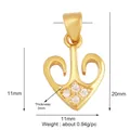 Golden cutout hollow pendant with white cubic zirconia stones measuring 20x11mm - L262761-Gold Anchor Heart Rhinestone Gold
