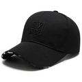 Black baseball cap with honeycomb texture and square embroidered H logo design - Adjustable / Black (YYDS Black Embroidery)