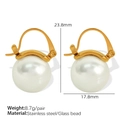 Pendientes de perlas estilo francés con ganchos de acero dorado y medidas de tamaño - Gancho Dorado(EH498) / Blanco(EH498)