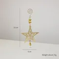 Golden 21cm hollow star Christmas ornament with beads and water drop crystal pendant - Pentagram / Gold
