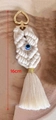 Portachiavi boho in macramè crema con occhio greco e nappe, lunghezza 16 cm - Stile Bianco 1 / 16cm