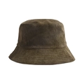 Detail of olive green corduroy bucket hat showing fine ribbed texture and fabric quality - Olive Green