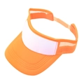 Detail view of the breathable mesh fabric and adjustable plastic strap on the sun visor - Adjustable / Orange