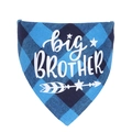 Detail of blue buffalo plaid dog bandana with big BROTHER print on soft cotton fabric - Blue Buffalo Plaid big BROTHER (Style D)
