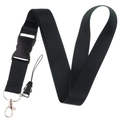Starry sky pattern black lanyard with safety buckle and metal swivel hook on white background - KP792-19 Solid Black