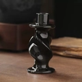 Modern Nordic black ceramic spiral candle holder with a polished glossy finish decor - Swirl Candlestick / Black