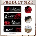 4er-Set Wandtafeln im Landhausstil mit roten Rosen und Relax-Breathe-Schriftzug in Schwarz - Standard / Rosarot