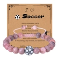 Rosa Zebra-Stein Fußball Armband mit Kordelzug und I Love Soccer Geschenkkarte - Fußball-Armband-2