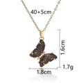 Titanium steel butterfly necklace featuring a dark opal pendant and gold-plated chain - Dark Opal Butterfly Necklace