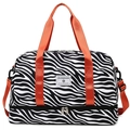 Bolso de gimnasio con estampado de cebra y asas naranjas con compartimento para calzado - Estampado de Cebra Naranja