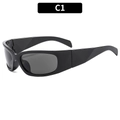 Schwarze Y2K Sport-Sonnenbrille C1 mit breitem Rahmen für Outdoor-Aktivitäten - Schwarzer Rahmen Graue Gläser