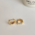 French retro gold geometric irregular wave earrings with 925 silver needle closure - Gold Irregular Wave Ear Buckle (E052)