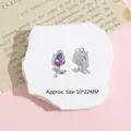 Y2K rose flower charm in silver finish with colorful waterdrop gemstone for DIY jewelry - Multi-color Tulip / Silver