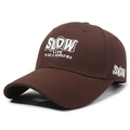 Classic dark brown cotton baseball cap with white 3D embroidery featuring Slow Life lettering - Adjustable / Coffee