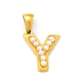 Golden 18k gold plated letter Y pendant with inlaid pearls for DIY jewelry making - Letter Y Style (SP723G-Y)