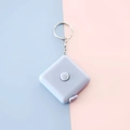 Mini portable retractable measuring tape in light blue with handy metal keychain - Solid Blue