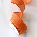 Roll of 4cm orange faux linen ribbon with wired edges for DIY Christmas crafts - 4cm Wide x 5 Yards Long / Orange