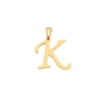 Polished gold-plated stainless steel letter K pendant charm with bail connector - Letter K