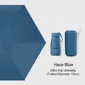 Mini flat six-fold umbrella in misty blue with a portable hard case and compact design - Box Packaging / Haze Blue