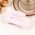 Detail of a large plush rectangular hair claw clip in soft pink faux fur texture - 11cm Square Plush Claw - Light Pink