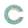 Golden C-shaped ear cuff with pave-set sky blue crystals on a high-quality metal base - Outer Diameter 2.1cm / KC Gold - Blue (0617)