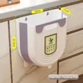 Small purple and white folding wall-mounted kitchen waste bin with wet garbage label - Small / Purple White