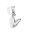 Polished silver letter V bubble pendant in 3D style for DIY jewelry making - Steel-V