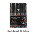 Lot de 12 feutres fins 0,4mm avec corps noir et encre non toxique sans acide - Corps Noir 12 Couleurs