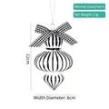 Modern glass Christmas ball with black and white stripes and a matching fabric bow - 12cm Style 15 Black & White Stripes (Single)