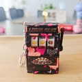 Miniature black slot machine keychain with pink heart pattern and silver lobster clasp - Heart-patterned Camouflage + D-buckle / Minimum Order Of 5 Pieces