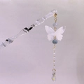 Bacchetta per capelli a forma di bambù con farfalla blu e perle bianche - Farfalla Bianca a Inchiostro