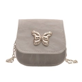 Elegante bolso bandolera gris plisado con mariposa dorada y correa de cadena - Gris
