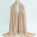 Beige chiffon hijab scarf for women with elegant drape and fine stitched edges - 23