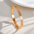Elegant 18K gold plated titanium steel bangle with classic quilted pattern design - Quilted Pattern Bangle (Rose Gold)