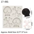 White silicone skull and crossbones fondant mold for Halloween cake decorating - 2# 4-Hole Skeleton & Bones / Gray
