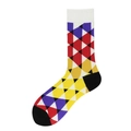 Wadenhohe Baumwollsocken mit buntem Vintage-Rautenmuster in Rot Gelb und Lila - 38-46 / Bunt Geometrische Argyle