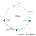 Stainless steel 18k gold necklace featuring green cat eye stones and imitation pearls - Green Cat's Eye Style (P822) / 40+5cm / Steel